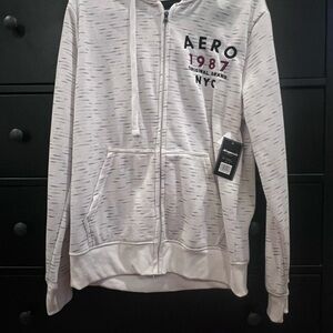 Aeropostale White Zip Up Sweater